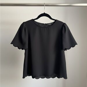 Express Black Scalloped Blouse